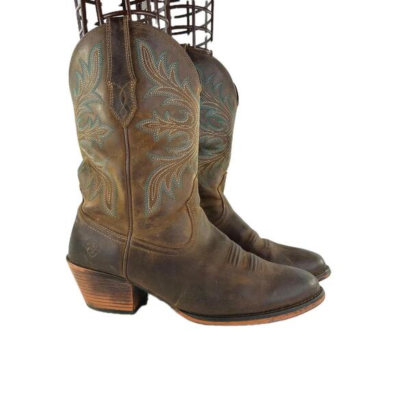 Ariat Heritage R-Toe Cowboy Boot US 9.5 B Womens Cowgirl Rodeo Western Boots - Picture 1 of 15